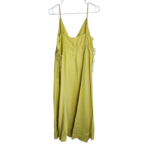 H&M Women's Medium Delicate Bright Lime Green Relaxed Beachy Midi Slip Dress - Picture 2 of 5